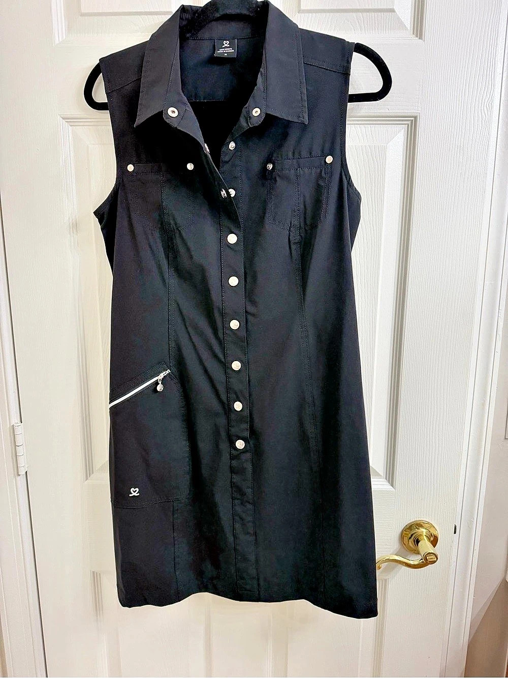 Daily Sports sleeveless shirt dress Sleeveless Mini Dress in Black Size Medium